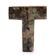 Lettre Écorce Rustique - "T" - 7cm