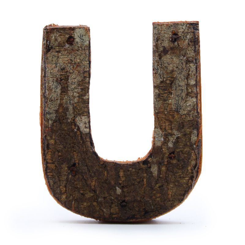 Lettre Écorce Rustique - "U" - 7cm