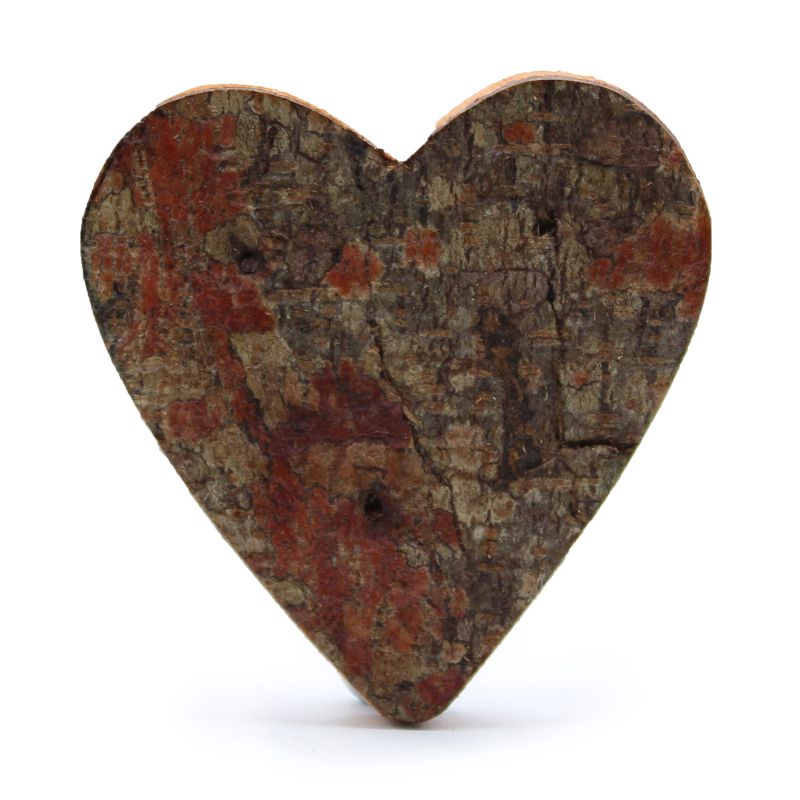 Lettre en Écorce Rustique - "Forme de Coeur" - 7cm