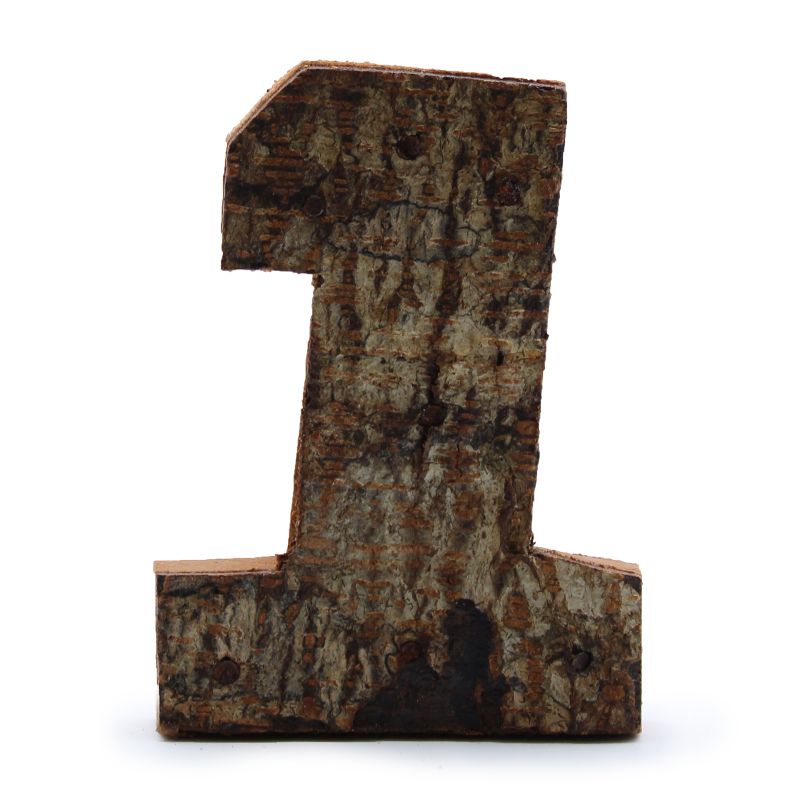 Numéro d'écorce rustique - "1" - 7cm