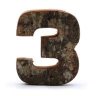 Numéro d'écorce rustique - "3" - 7cm