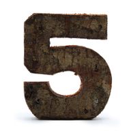 Numéro d'écorce rustique - "5" - 7cm