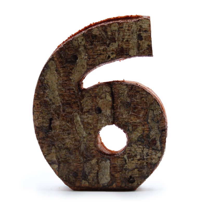 Numéro d'écorce rustique - "6" - 7cm