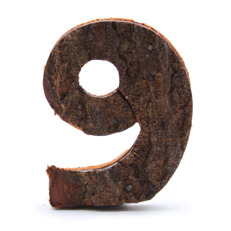 Numéro d'écorce rustique - "9" - 7cm