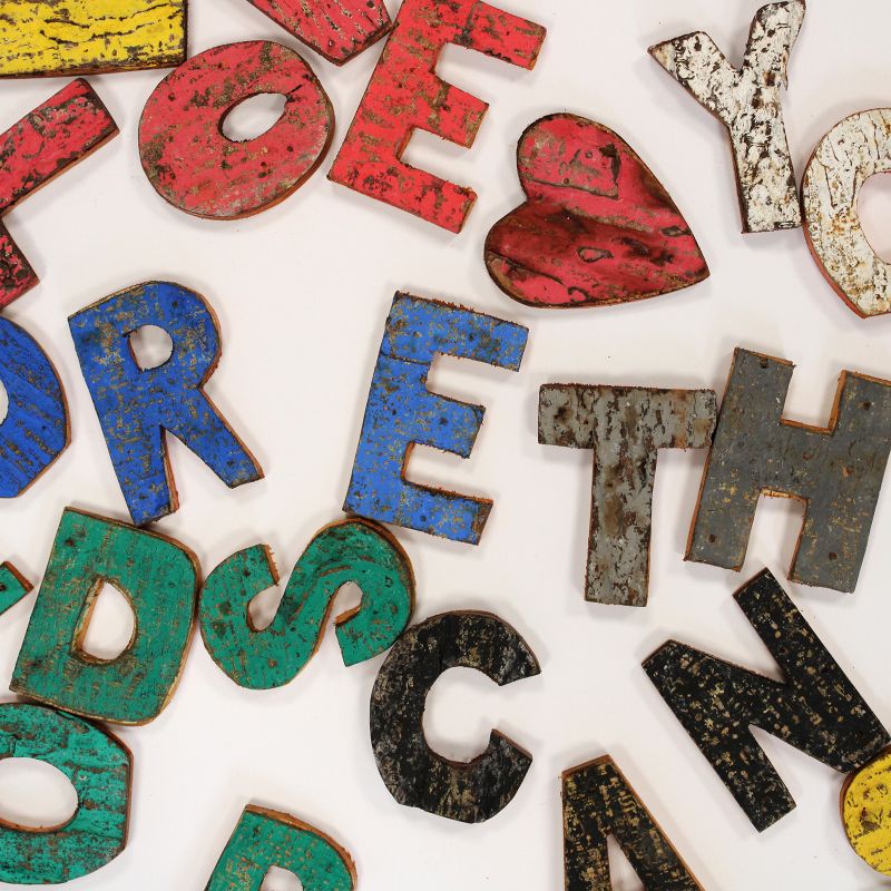 Lettres d'écorce rustiques de couleur - Je t'aime plus que les mots ne peuvent le dire..