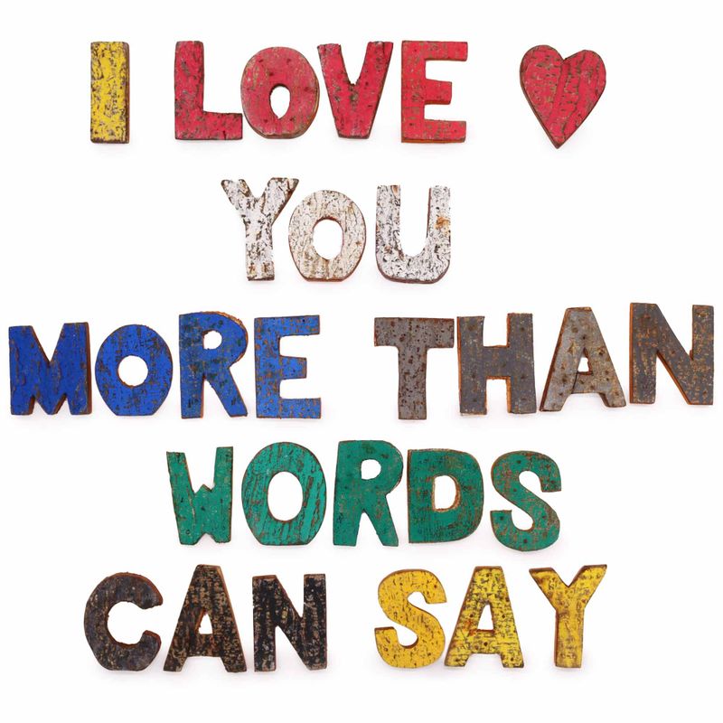 Lettres d'écorce rustiques de couleur - Je t'aime plus que les mots ne peuvent le dire..