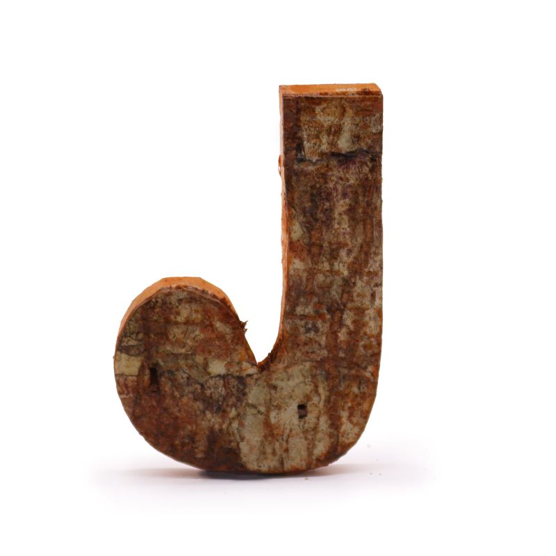 Lettre Écorce Rustique - "J" - 7cm