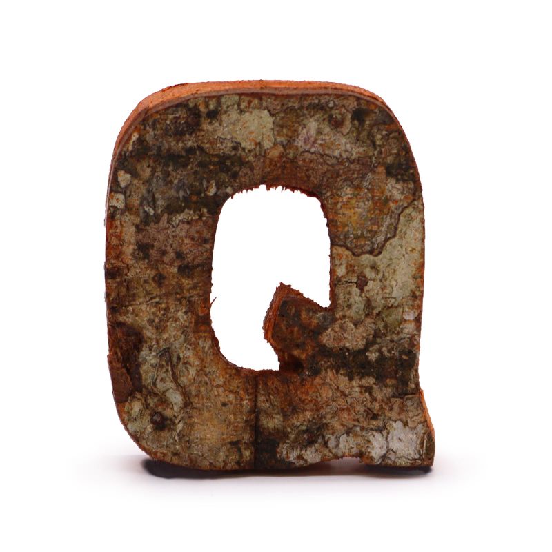 Lettre Écorce Rustique - "Q" - 7cm