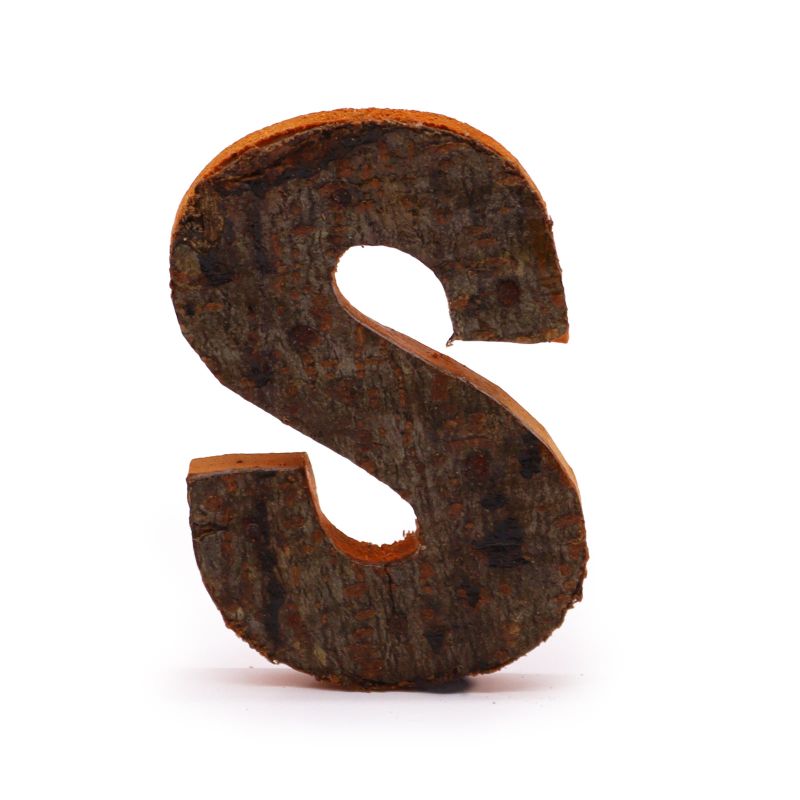 Lettre Écorce Rustique - "S" - 7cm