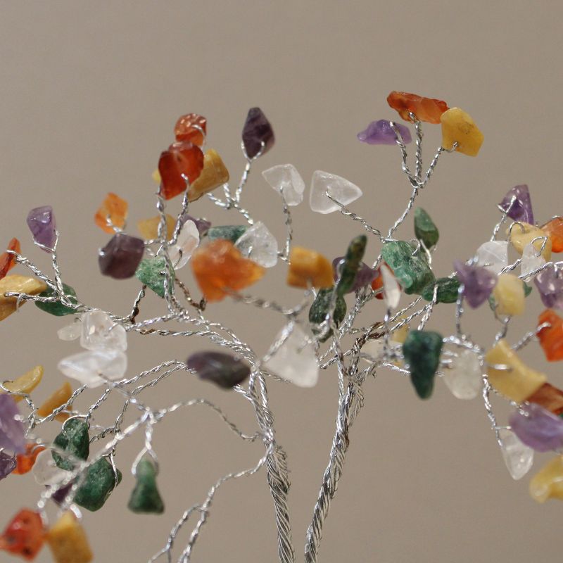 Arbre de pierres précieuses avec base en Orgonite - 80 pierres - Multi