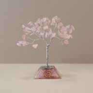 Arbre de pierres précieuses avec base en Orgonite - 80 pierres - Quartz rose