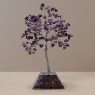 Arbre de pierres précieuses avec base en Orgonite - 160 pierres - Améthyste