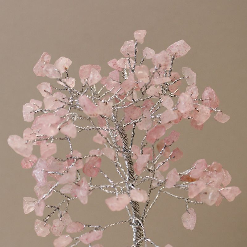 Arbre de pierres précieuses avec base en Orgonite - 160 pierres - Quartz rose