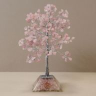 Arbre de pierres précieuses avec base en Orgonite - 320 pierres - Quartz rose