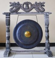 Grand Gong sur Pied Antique Marron - 80cm - Noir