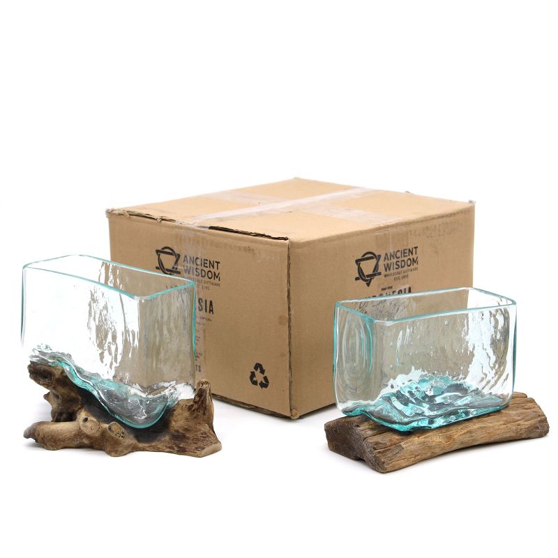 Verre sur Bois avec Support - Grand Bol