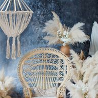 Grand Lustre Goutte en Macramé - Naturel