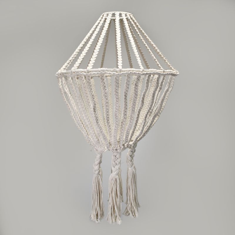 Grand Lustre Goutte en Macramé - Naturel