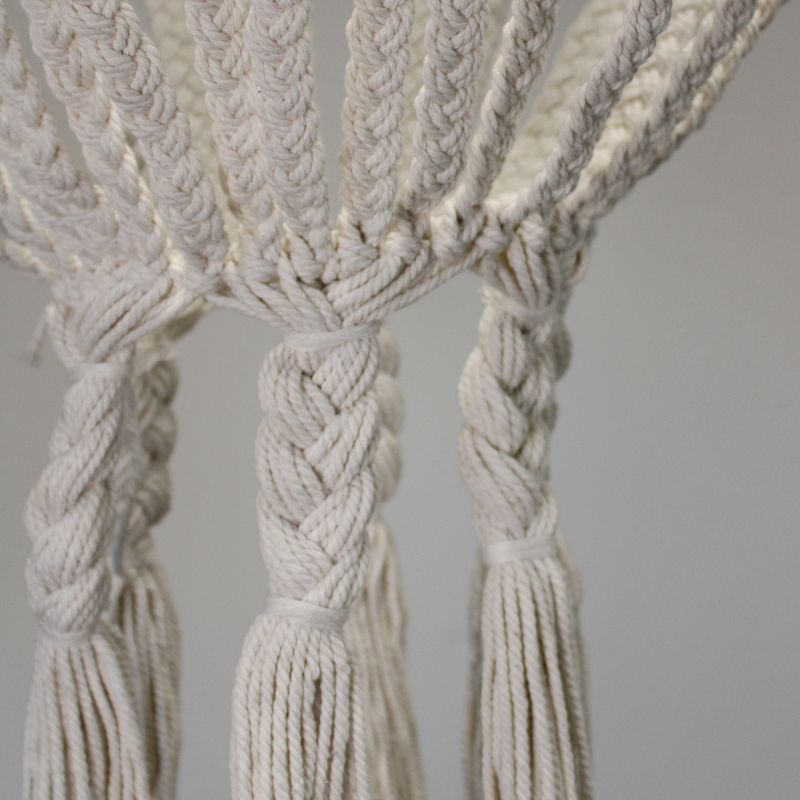 Grand Lustre Goutte en Macramé - Naturel