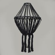Grand Lustre Goutte en Macramé - Noir