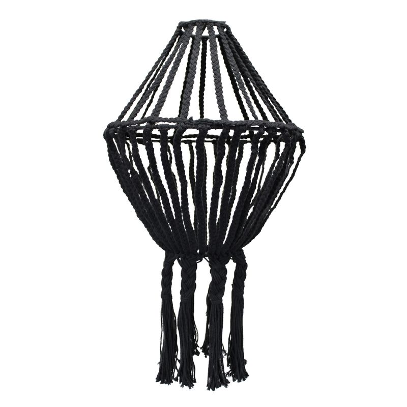 Grand Lustre Goutte en Macramé - Noir