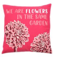 Housse de coussin en coton imprimé - We are Flowers - Olive, Rose et Naturel