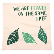 Housse de coussin en coton imprimé - We are Leaves - Jaune, bleu et naturel