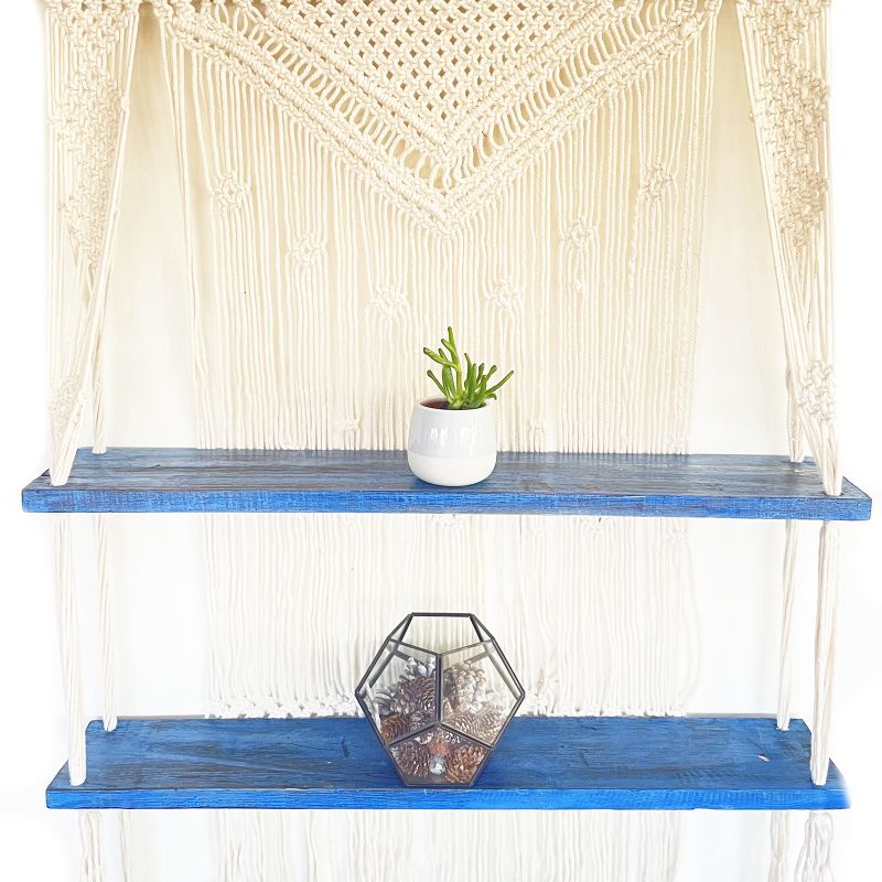 Étagères suspendues en macramé - Bleu