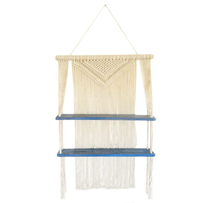 Étagères suspendues en macramé - Bleu