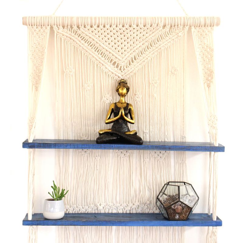 Étagères suspendues en macramé - Bleu