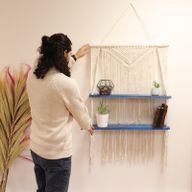 Étagères suspendues en macramé - Bleu
