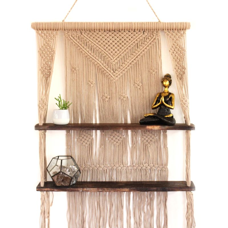 Étagères suspendues en macramé - Marron