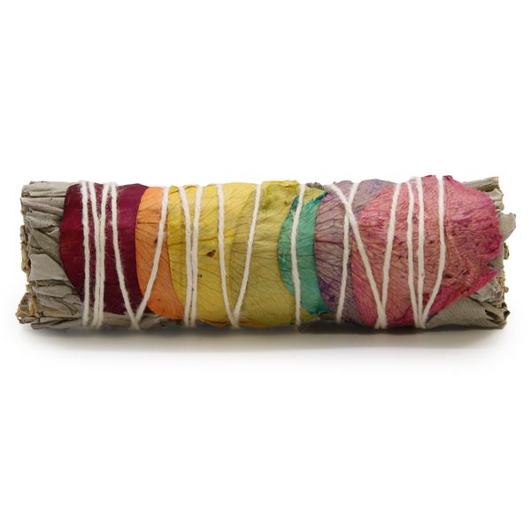 Bâton de maculage - 7 Chakras Pétales de Rose Sauge 10 cm (Chakra)