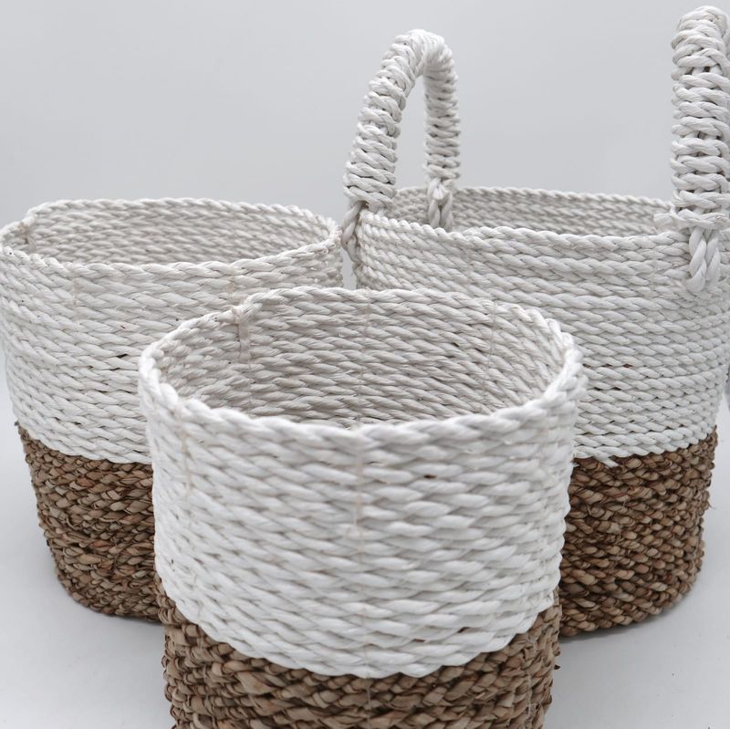 Ensemble de Paniers en Jonc de Mer - Blanc Naturel