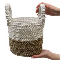 Ensemble de Paniers en Jonc de Mer - Gris Foncé / Blanc / Naturel