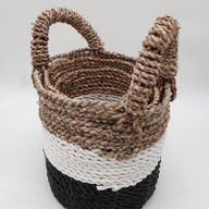 Ensemble de Paniers en Jonc de Mer - Gris Foncé / Blanc / Naturel