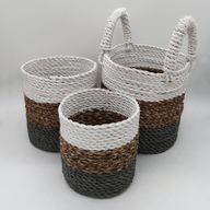 Ensemble de Paniers en Jonc de Mer - Gris / Naturel / Blanc