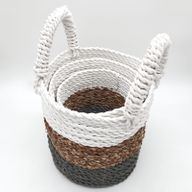 Ensemble de Paniers en Jonc de Mer - Gris / Naturel / Blanc
