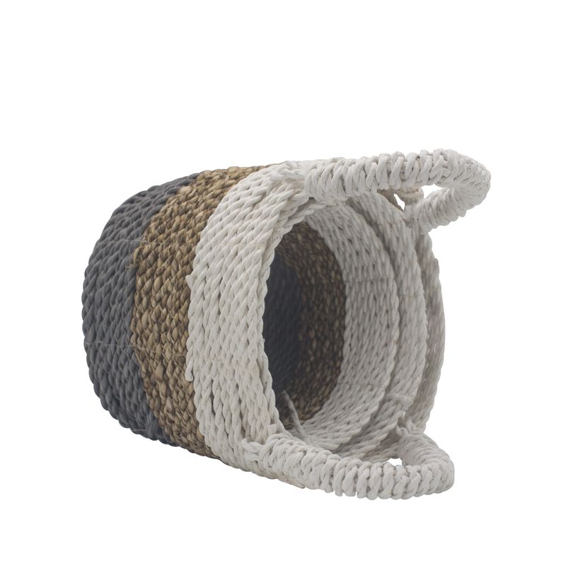 Ensemble de Paniers en Jonc de Mer - Gris / Naturel / Blanc