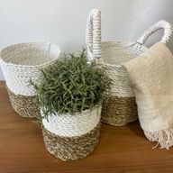 Ensemble de Paniers en Jonc de Mer - Gris / Naturel / Blanc