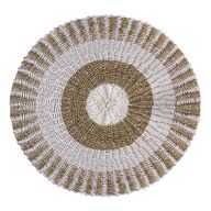 Tapis en Jonc de Mer Rond Blanc & Tan - Soleil - 1m