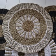 Tapis en Jonc de Mer Rond Blanc & Tan - Soleil Intérieur - 1m