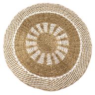 Tapis en Jonc de Mer Rond Blanc & Tan - Soleil Intérieur - 1m