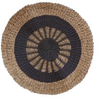 Tapis en Jonc de Mer Rond Noir & Tan - Soleil Intérieur - 1m