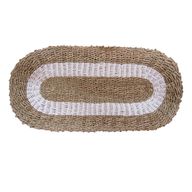 Tapis Jonc de Mer Ovale Blanc & Tan - Classique - 60x120cm