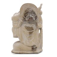 Statue de Bouddha Sculptée à la Main - 30cm Apportez du bois - Blanchi à la chaux