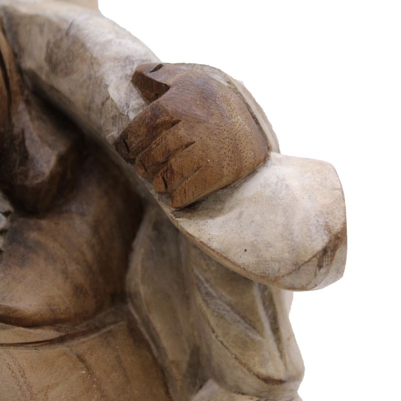 Statue de Bouddha Sculptée à la Main - 30cm Apportez du bois - Blanchi à la chaux