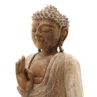 Statue de Bouddha Sculptée à la Main - Transmission d'enseignement de 30 cm - Blanchi à la chaux