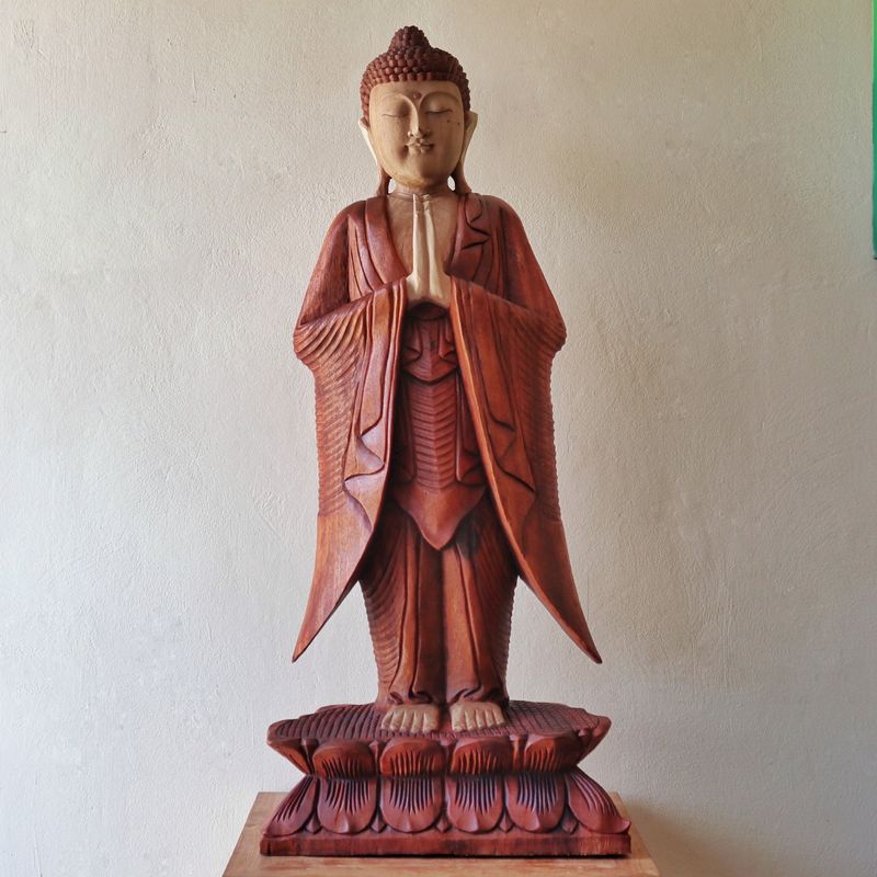 Statue de Bouddha sculptée à la main - 100 cm Bienvenue