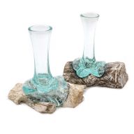 Verre sur Bois Blanchi - Vase - Petit